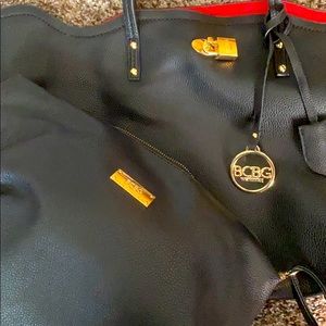Set of 2 black leather BCBG bags!